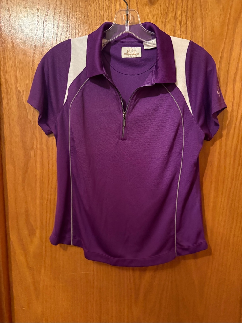 EP Pro Women's Purple Short-Sleeve Zip Golf Polo Medium